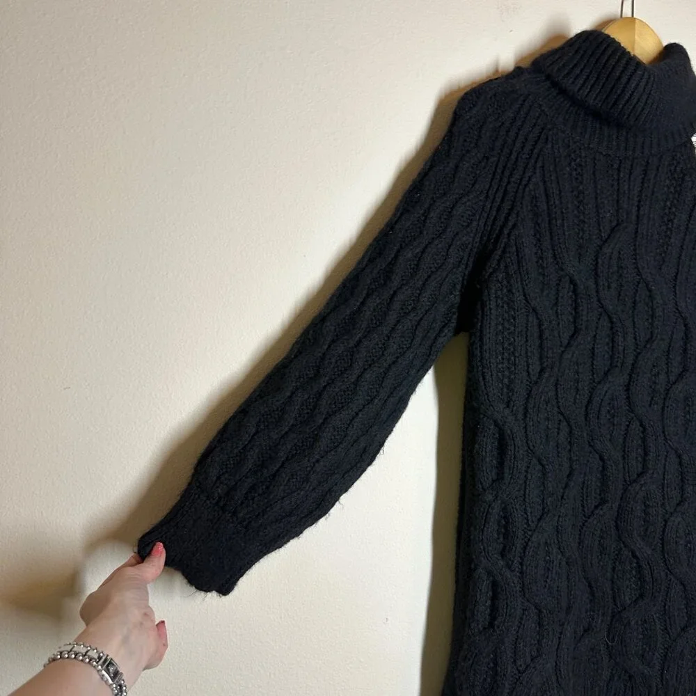 Anthropologie Pilcro Cable-Knit Sweater Dress Womens Size MP Open-Shoulder Tunic
